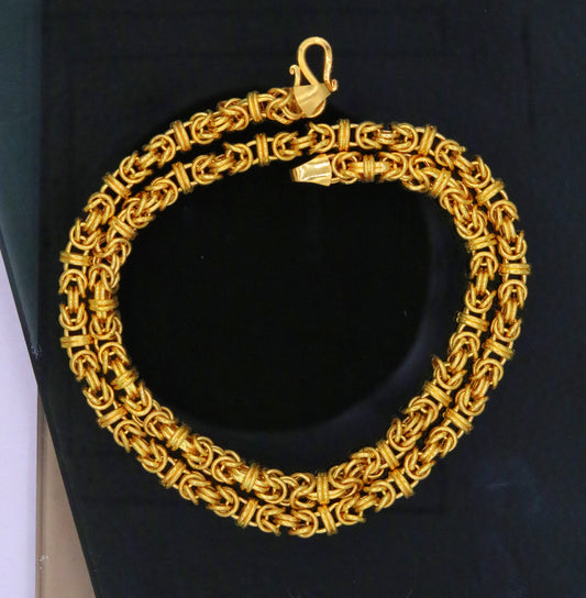Certified 22kt yellow gold handmade fabulous byzantine amazing chain necklace unisex gifting jewelry from rajasthan india - TRIBAL ORNAMENTS