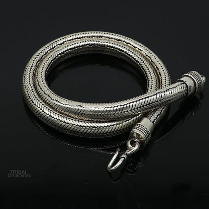 20-inch TRIBAL ORNAMENTS solid half-round D-shape snake chain necklace, 9mm heavy, luxurious vintage jewelry for gifting.