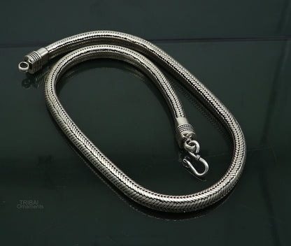 20-inch solid half-round D-shape snake chain necklace by Tribal Ornaments, 9mm heavy-duty luxury jewelry for regal gifting.