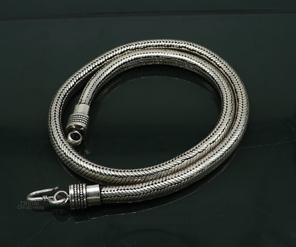 20-inch solid D shape snake chain necklace by Tribal Ornaments, heavy 9mm vintage-style jewelry for luxury and royal gifting.