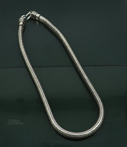 20-inch TRIBAL ORNAMENTS snake chain necklace, solid 9mm D-shape design, heavy and luxurious vintage jewelry.