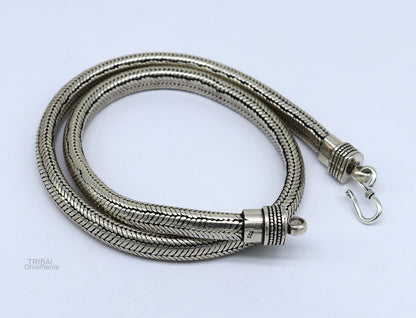 20-inch Tribal Ornaments solid half-round D-shape snake chain necklace, heavy 9mm gold-tone jewelry with luxury vintage design.