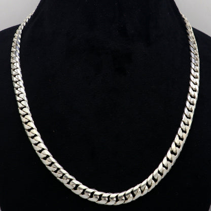 Men's heavy 8mm sterling silver solid chain necklace with oxidized tribal design by TRIBAL ORNAMENTS.
