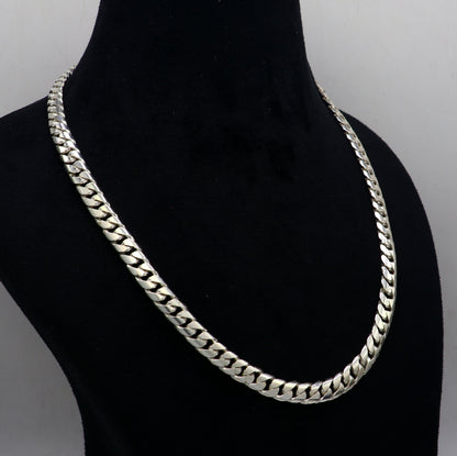 Men's heavy 8mm solid sterling silver chain necklace with stylish tribal design and oxidized finish from Tribal Ornaments.