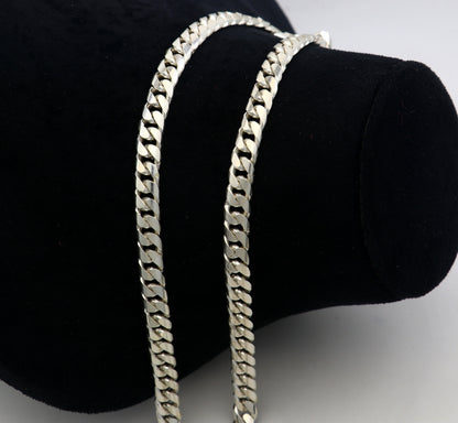 Men's heavy 8mm solid sterling silver chain necklace with stylish tribal design and oxidized finish, handcrafted tribal jewelry.
