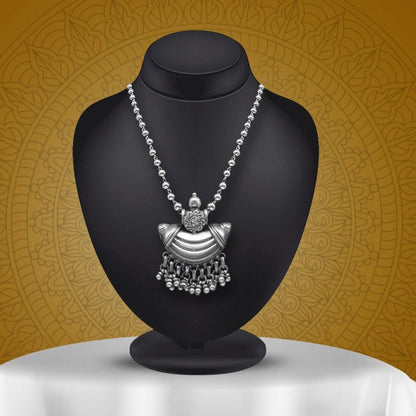 Traditional tribal style 925 sterling silver beaded long chain necklace, Indian ethnic jewelry by TRIBAL ORNAMENTS