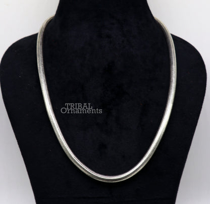 6 mm solid sterling silver snake chain necklace by TRIBAL ORNAMENTS, oxidized silver finish, showcasing a trendy handmade jewelry design.