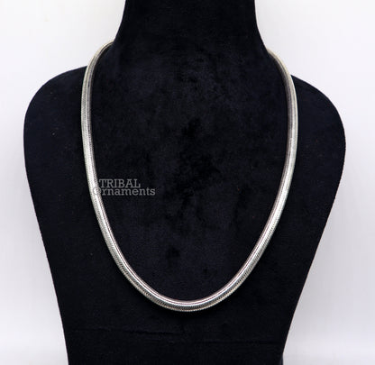 Sterling silver 6mm snake chain necklace by TRIBAL ORNAMENTS, oxidized silver finish, handmade, trendy jewelry accessory.