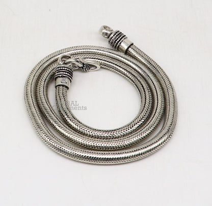 6 mm solid sterling silver snake chain necklace by TRIBAL ORNAMENTS, featuring oxidized silver finish and a sleek, trendy design.