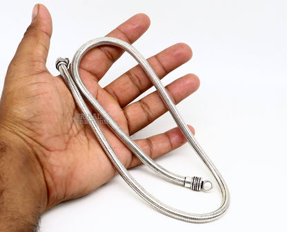 6 mm solid 925 sterling silver snake chain necklace by TRIBAL ORNAMENTS, featuring an oxidized silver finish and trendy style.