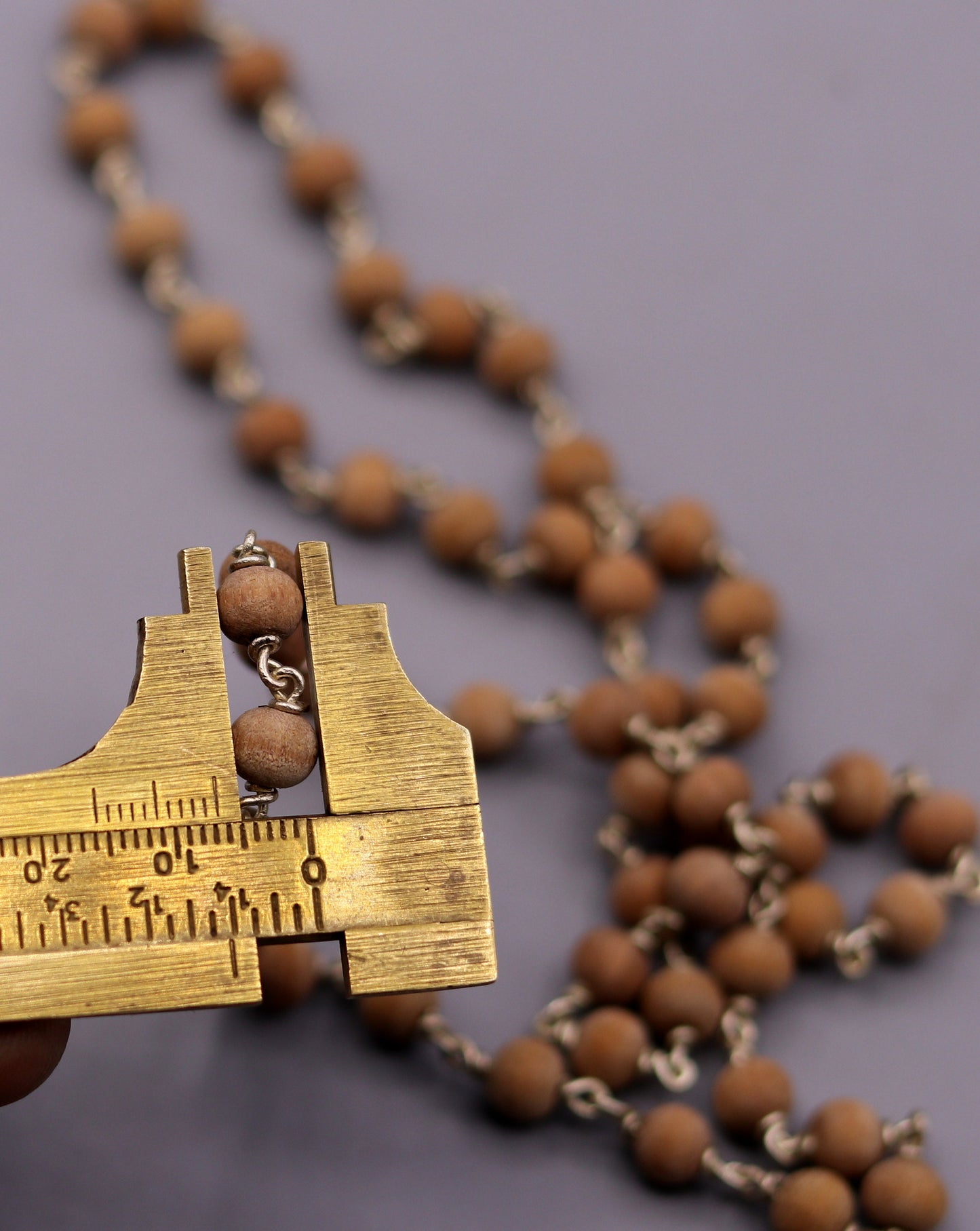 Jaap mala Sandal chandan wood handmade beads 925 solid silver handmade chain necklace to pray god from india ch29 - TRIBAL ORNAMENTS