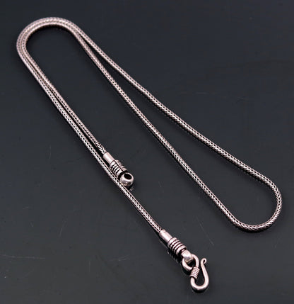 2mm wheat design 925 sterling silver chain necklace by TRIBAL ORNAMENTS, vintage screw chain for pendant jewelry.