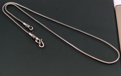 2mm wheat design 925 sterling silver chain necklace with screw clasp, vintage style jewelry for pendant, by TRIBAL ORNAMENTS