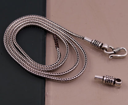 2mm wheat design 925 sterling silver chain necklace with screw clasp, vintage style jewelry suitable for pendants.