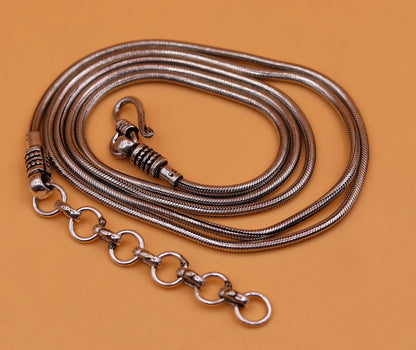 925 Sterling silver adjustable handmade snake chain belly waist chain with vintage design, suitable for belly dance and saree wear.