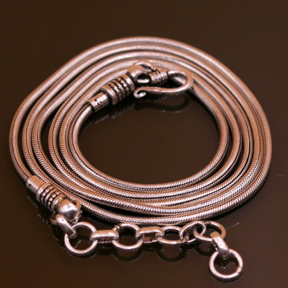 925 Sterling silver adjustable snake chain belly chain with vintage design, long waist chain for belly dance and traditional wear