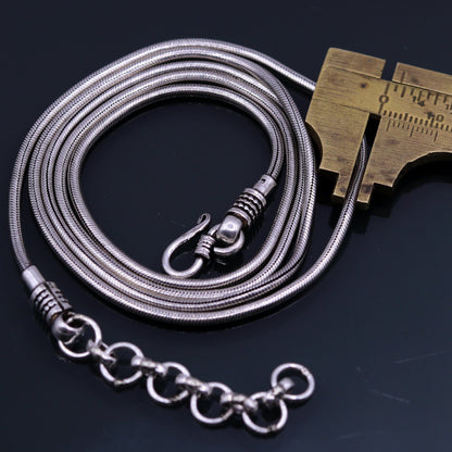 925 Sterling silver adjustable snake chain belly and waist chain with vintage design, perfect for belly dance or saree wear.