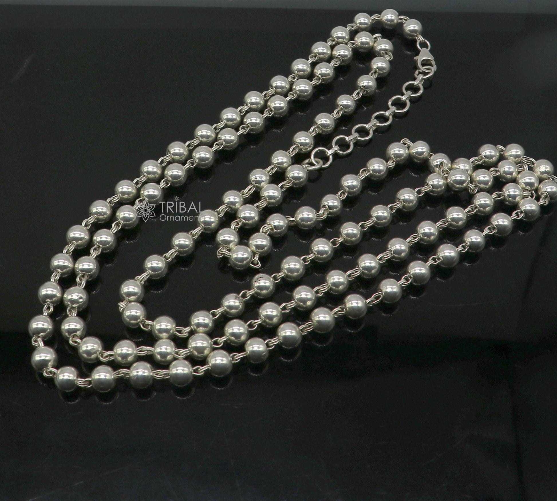All size 925 Sterling silver adjustable handmade 6 mm beaded chain plain design belly chain, waist chain ,Saree chain belly dance wch28 - TRIBAL ORNAMENTS