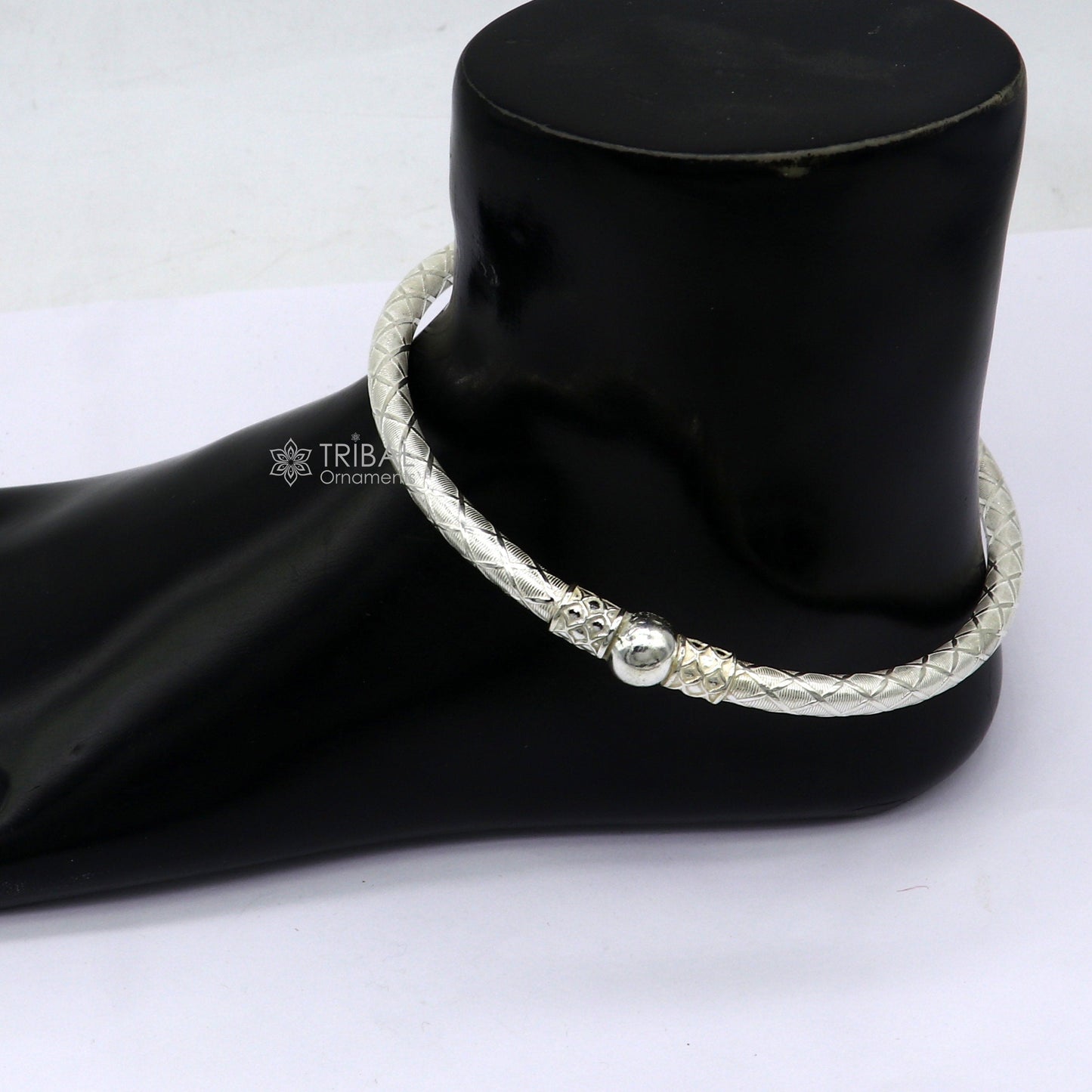 925 Sterling silver Handmade plain design indian traditional women's customized foot kada ankle kada bracelet tribal jewelry nsfk114 - TRIBAL ORNAMENTS