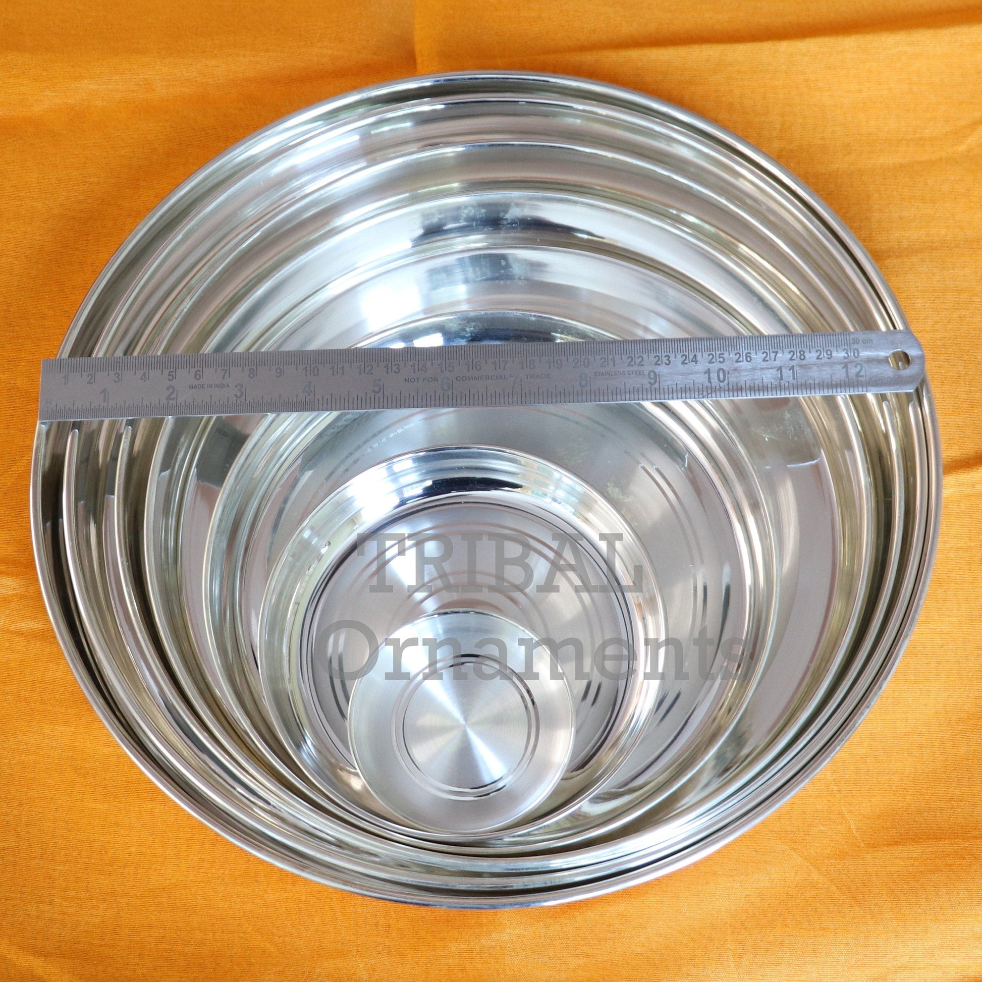 999 fine silver handmade solid Plate Thali tray, best gifting baby set for baby food, silver utensils, silver puja utensils sv264 - TRIBAL ORNAMENTS