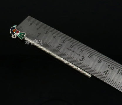 3.5"/4"/5" Flute divine 925 sterling silver handmade peacock design idol Krishna flute, silver bansuri, laddu Gopala flute su1197 - TRIBAL ORNAMENTS