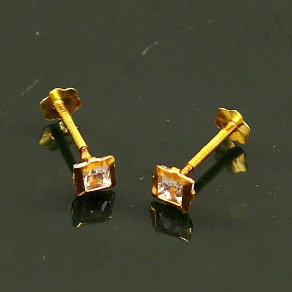 3.5mm or 4mm tiny single stone handmade 18kt yellow gold combo jewelry ear stud or nose stud , baby stud cartilage jewelry er112 - TRIBAL ORNAMENTS