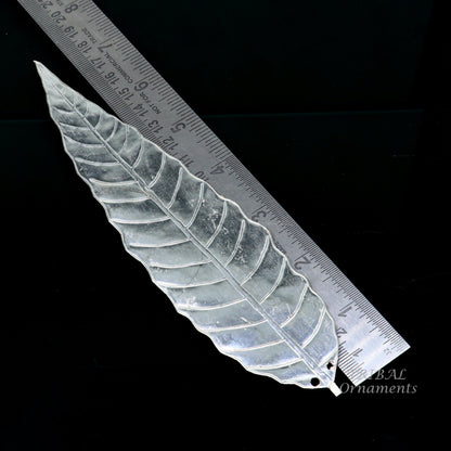 7" Silver mango tree leaf Amazing puja worshipping article solid sterling silver diwali puja articles, silver utensils from india su837 - TRIBAL ORNAMENTS