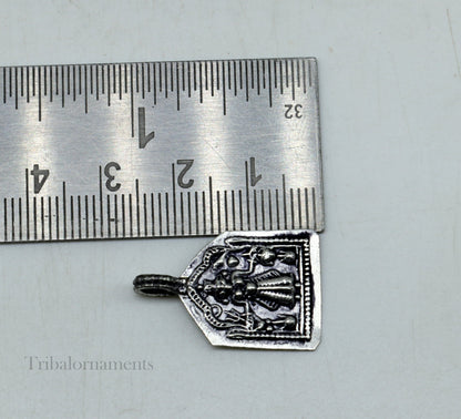 Vintage 925 sterling silver Hindu deity Mataji pendant from Tribal Ornaments, featuring intricate tribal-style craftsmanship.