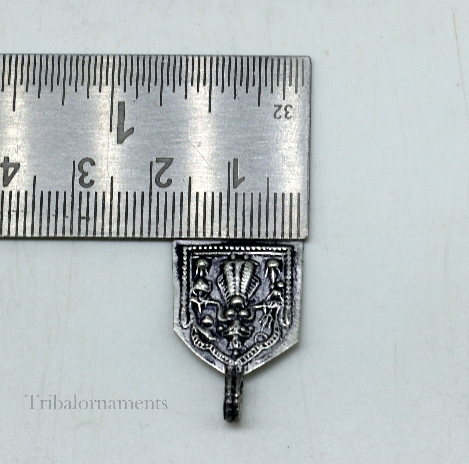 925 sterling silver vintage Hindu deity Mataji pendant, handcrafted tribal jewelry with intricate tribal ornament design.