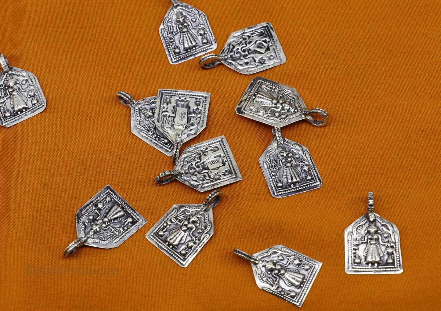 Handmade 925 sterling silver vintage Hindu deity Mataji pendant, tribal tribal ornaments for custom tribal jewelry.