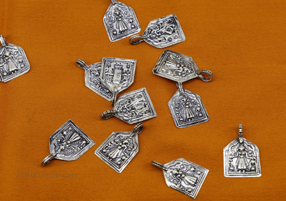 Handmade 925 sterling silver vintage Hindu deity Mataji pendant, tribal tribal ornaments for custom tribal jewelry.