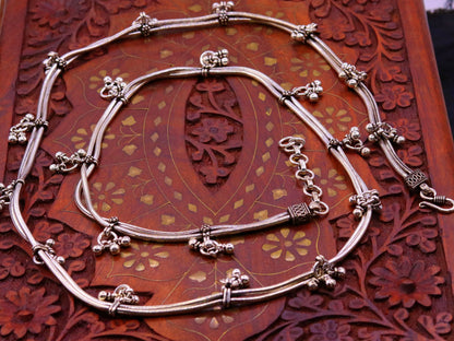 Adjustable 925 sterling silver double line snake chain belly and waist chain with handmade craftsmanship, suitable for belly dance jewelry.