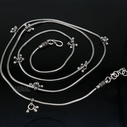 925 sterling silver snake chain waist chain with hanging drop details, tribal and wedding belly dance jewelry, tribal ornaments WCH22