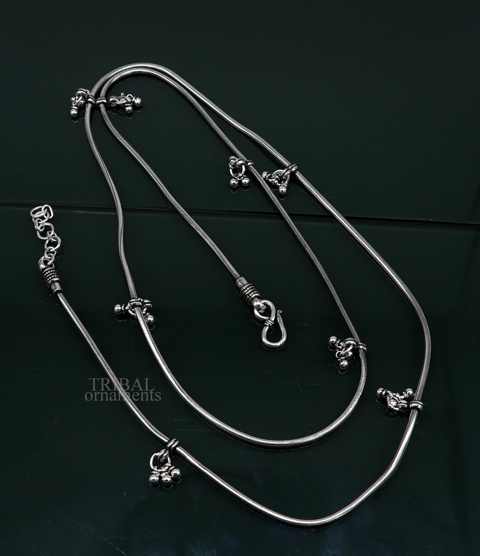 Customized 925 sterling silver snake chain with hanging drops waist chain, gorgeous belly chain wedding belly dance tribal jewelry wch22 - TRIBAL ORNAMENTS