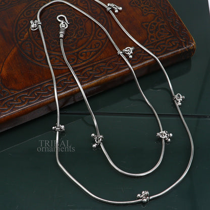 925 sterling silver snake chain waist chain with hanging drop accents, tribal wedding belly dance jewelry, tribal ornaments.