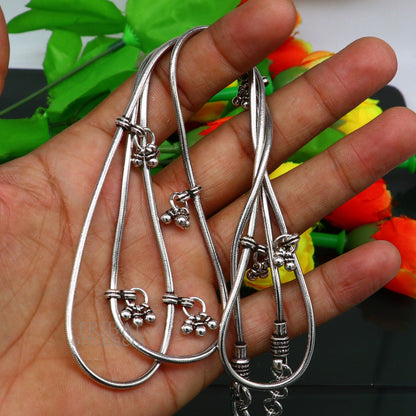925 sterling silver snake chain waist belt with hanging drop charms, ideal for tribal dance, wedding, or belly jewelry.