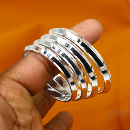 925 sterling silver Punjabi Sikh kada bracelet for kids, handmade baby bangle jewelry by Tribal Ornaments, all-sized daily wear.