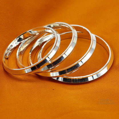 925 sterling silver Punjabi Sikh Kada bracelet for kids, handmade bangle jewelry with traditional design.