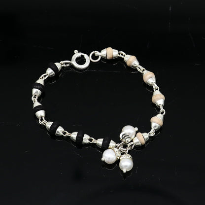 4.5 inches long handmade basil rosary beaded bracelet or necklace for baby krishna figurine or sculpture, best puja tulsi neckace sbr222 - TRIBAL ORNAMENTS