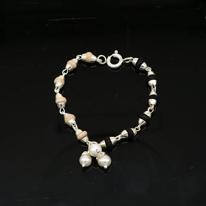 4.5 inches long handmade basil rosary beaded bracelet or necklace for baby krishna figurine or sculpture, best puja tulsi neckace sbr222 - TRIBAL ORNAMENTS