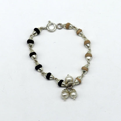 4.5 inches long handmade basil rosary beaded bracelet or necklace for baby krishna figurine or sculpture, best puja tulsi neckace sbr222 - TRIBAL ORNAMENTS