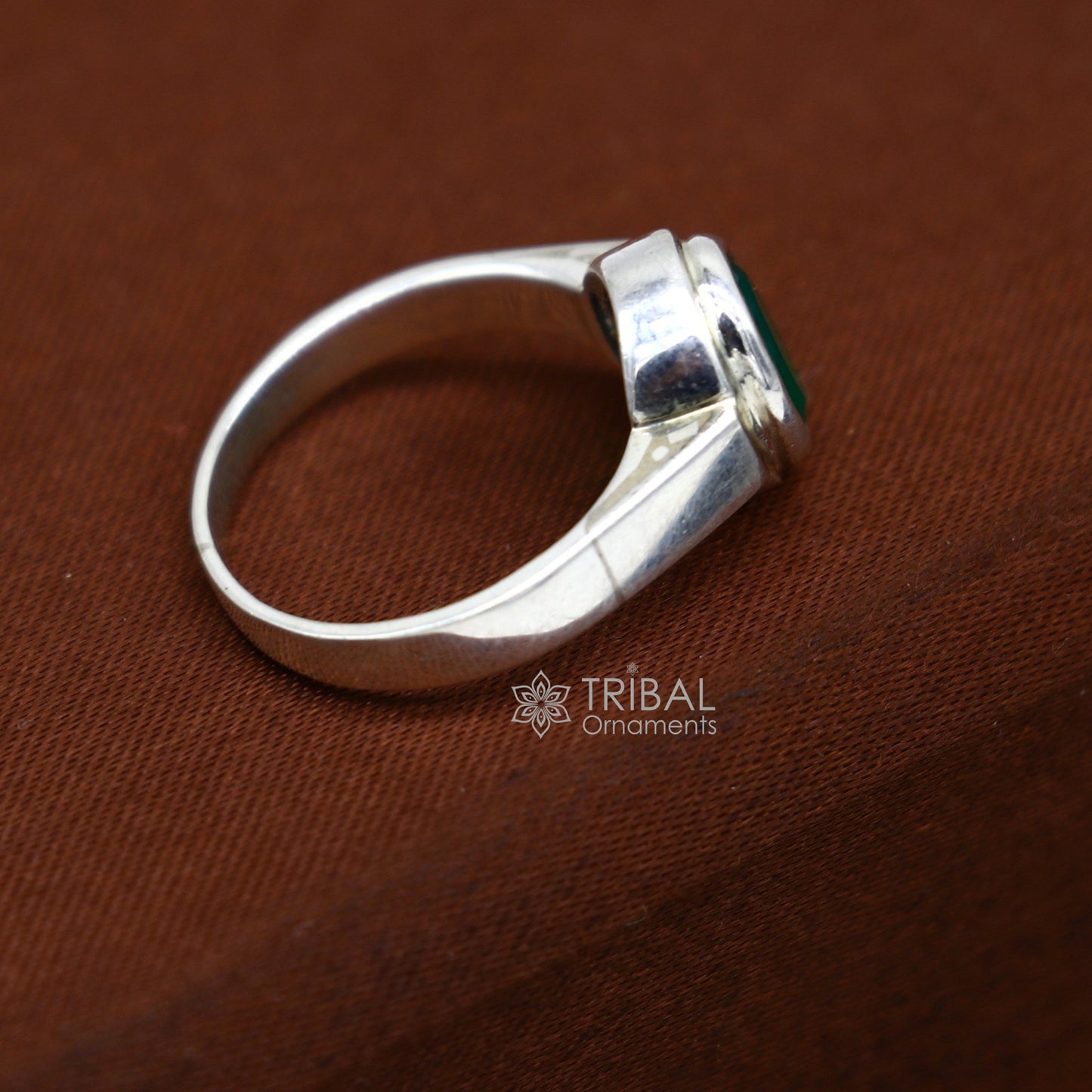 925 sterling silver handmade green onyx stone unisex ring fabulous cultural zodiac ring from Rajasthan india sr369 - TRIBAL ORNAMENTS