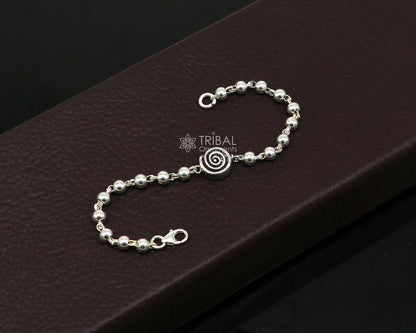 Sterling silver beaded bracelet or anklet for girls and kids, featuring traditional Nazariya design by Tribal Ornaments.