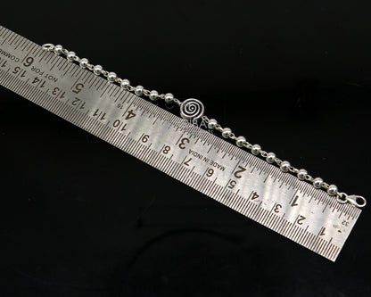 Sterling silver beaded bracelet or anklet for girls and kids, featuring traditional Nazariya design by TRIBAL ORNAMENTS.