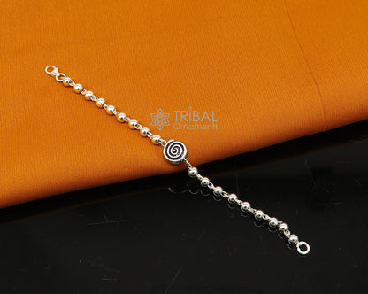 Sterling silver beaded bracelet or anklet for girls and kids, featuring traditional Nazariya design by TRIBAL ORNAMENTS.