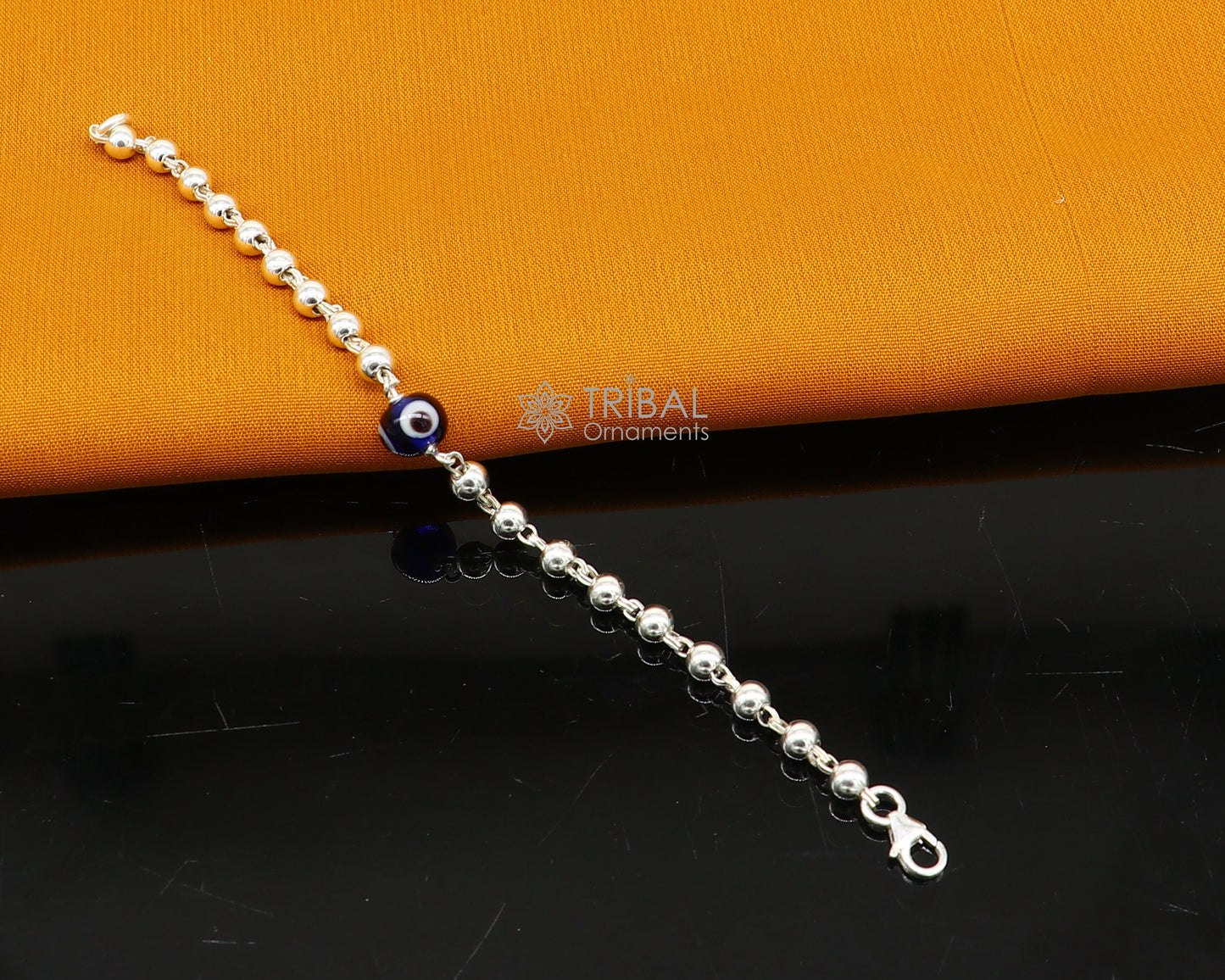 All sizes evil eye with 925 sterling silver beaded bracelet or anklet for girls and kids/your baby, silver Nazariya/nazarbattu bbr502 - TRIBAL ORNAMENTS