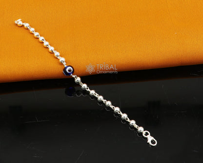 All sizes evil eye with 925 sterling silver beaded bracelet or anklet for girls and kids, featuring silver Nazariya design.