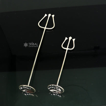 Divine Lord shiva Trident, Solid sterling silver Trishul puja article utensils, goddess trishul trident , god accessories  from india su1192 - TRIBAL ORNAMENTS