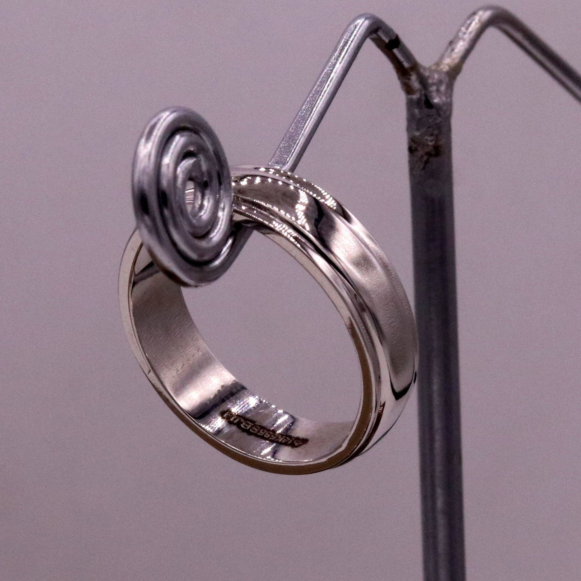 14 karat white gold handmade plain ring band for wedding anniversary engagement gifting unisex stylish genuine jewelry ring23 - TRIBAL ORNAMENTS