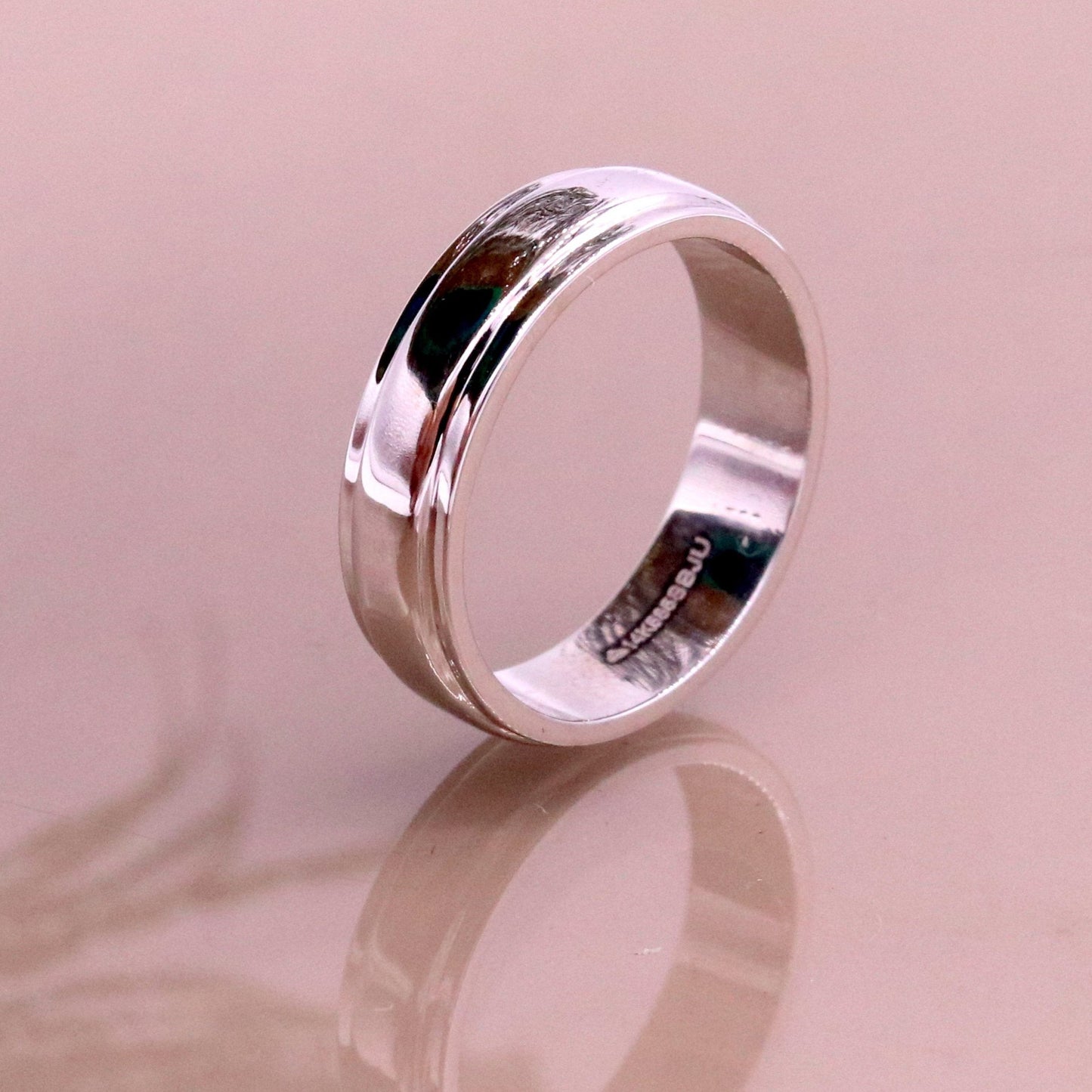 14 karat white gold handmade plain ring band for wedding anniversary engagement gifting unisex stylish genuine jewelry ring23 - TRIBAL ORNAMENTS